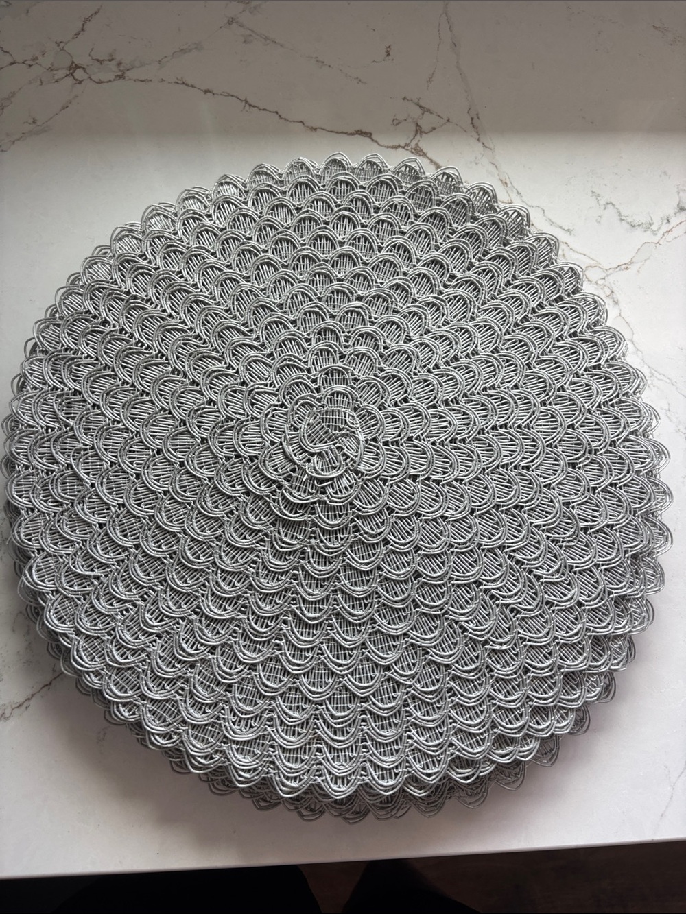 Round Woven Placemat in Light Gray